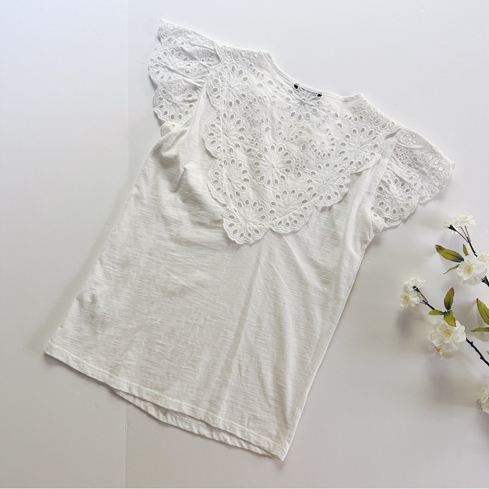 J.Crew Women’s White Ruffle Short Sleeve Top XXS - Picture 6 of 7